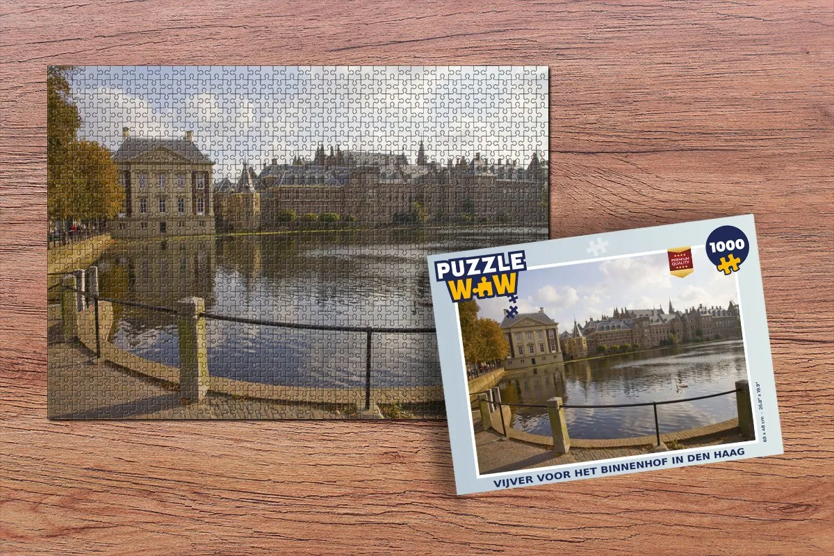 PuzzleWow Legpuzzel Vijver Binnenhof Den Haag 1000 Stuks - Multicolor