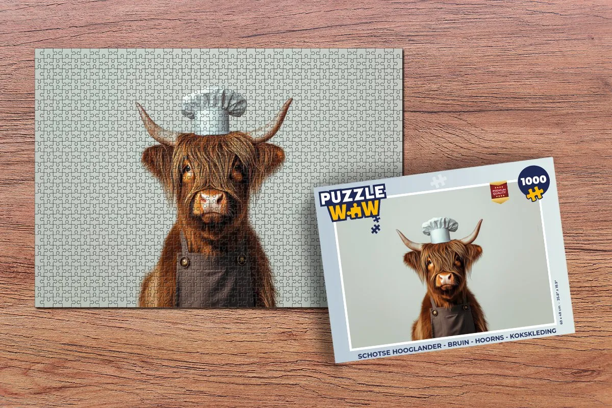 PuzzleWow Schotse Hooglander Legpuzzel 1000 Stuks - Kokskleding
