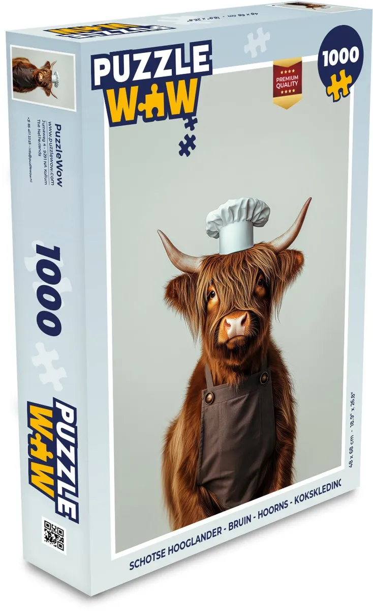 PuzzleWow Schotse Hooglander Legpuzzel 1000 Stuks - Kokskleding