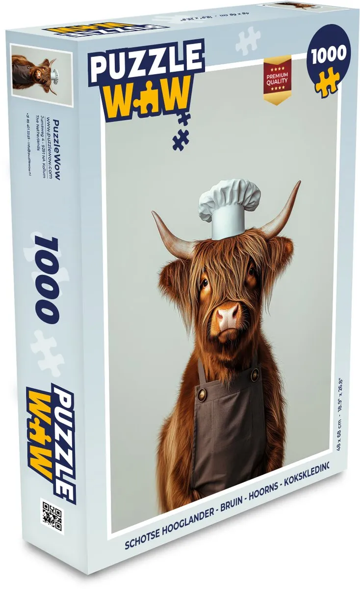 PuzzleWow Schotse Hooglander Legpuzzel 1000 Stuks - Kokskleding