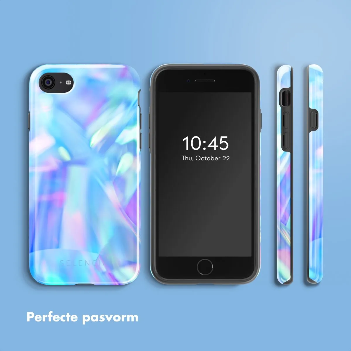 Selencia Hoesje iPhone SE/8/7/6s/6 - Holographic Blue Dream