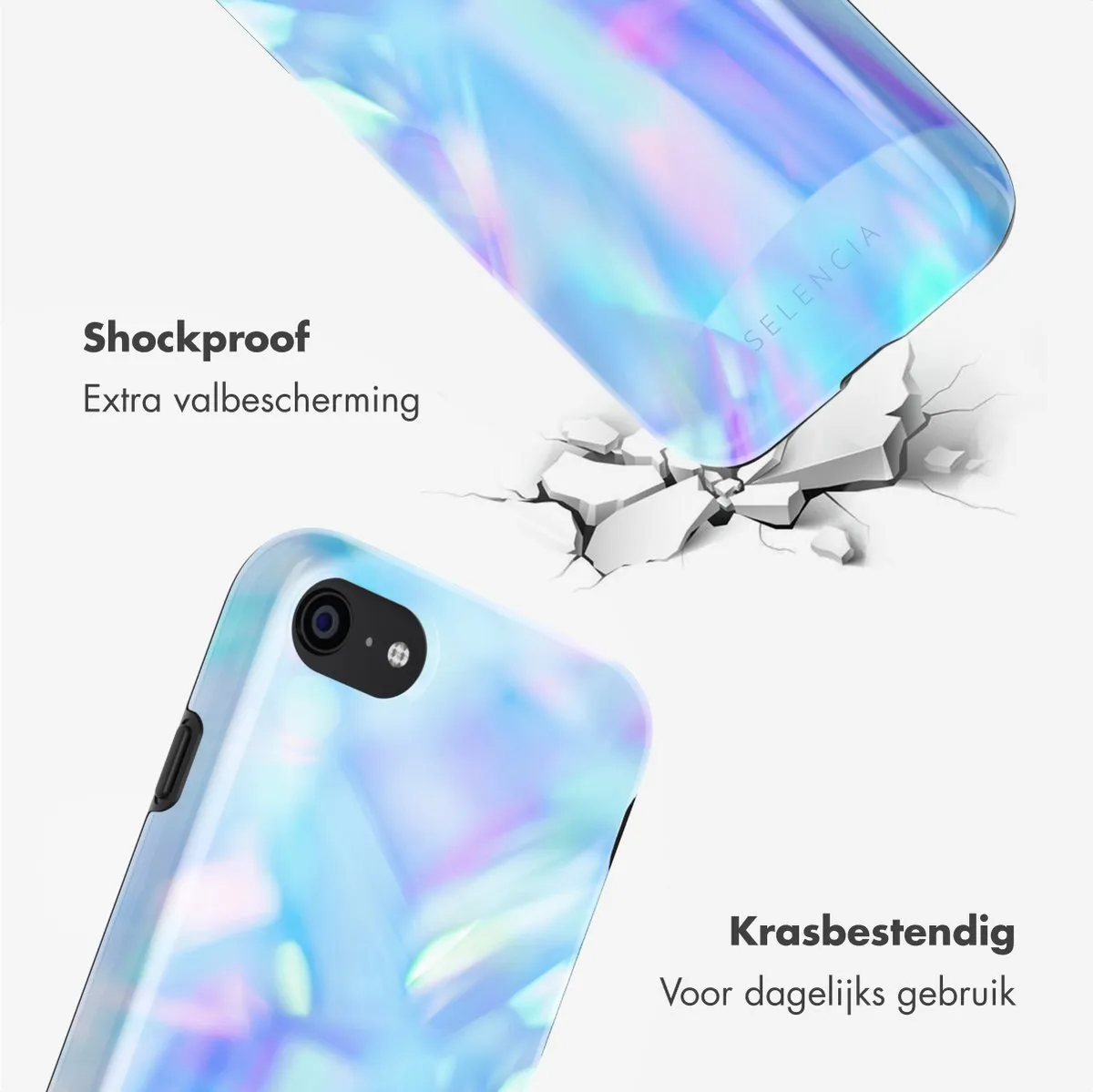 Selencia Hoesje iPhone SE/8/7/6s/6 - Holographic Blue Dream