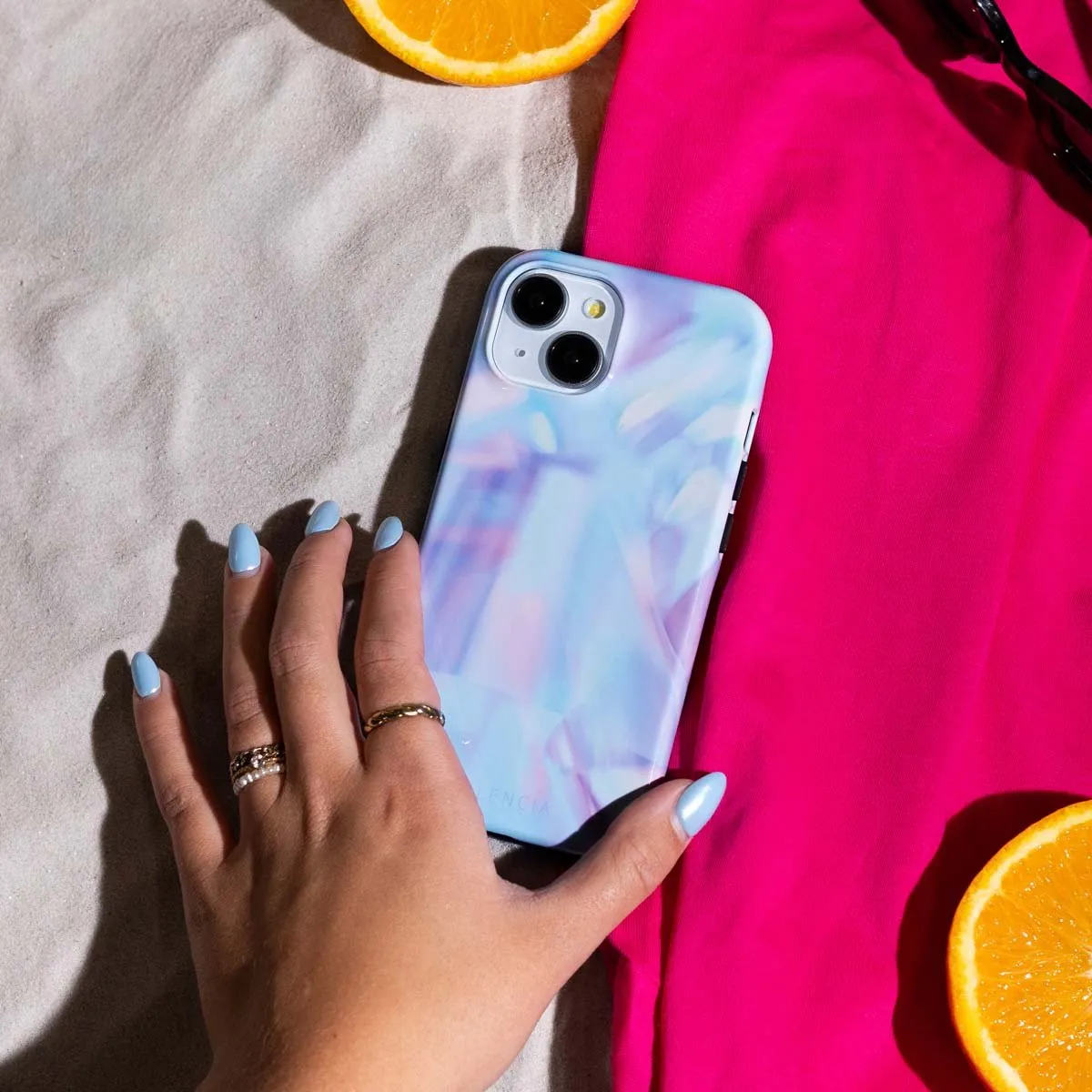 Selencia Hoesje iPhone SE/8/7/6s/6 - Holographic Blue Dream