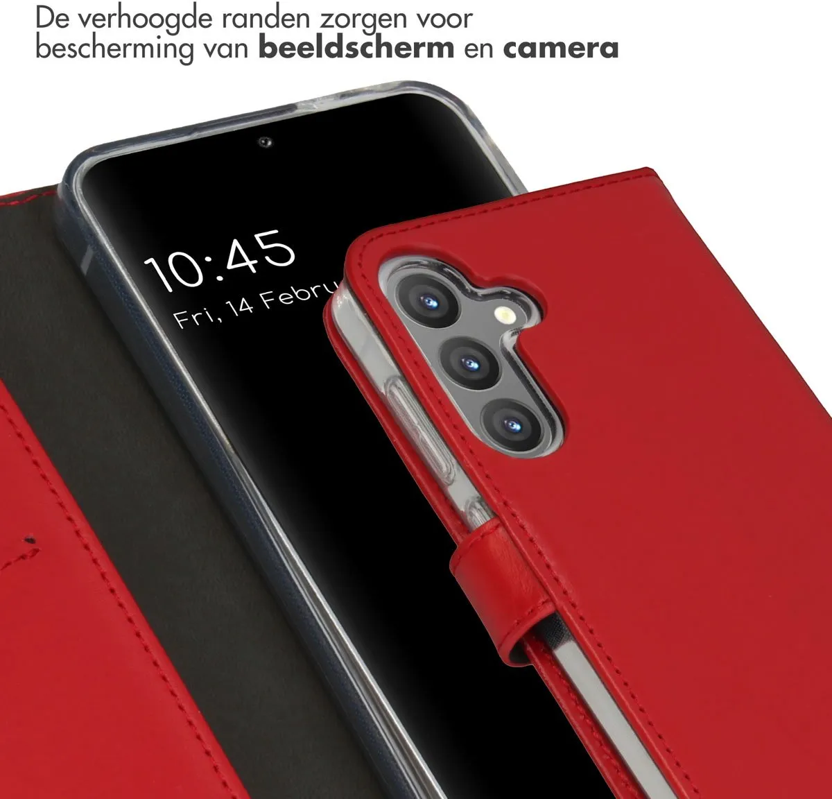 Selencia Hoesje Samsung Galaxy S24 Echt Lederen Bookcase Rood - 3 Pasjes
