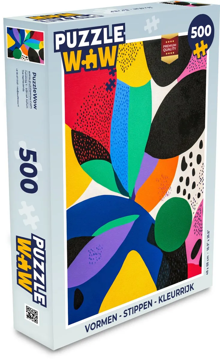 PuzzleWow Vormen Stippen Kleurrijk Legpuzzel 500 Stuks