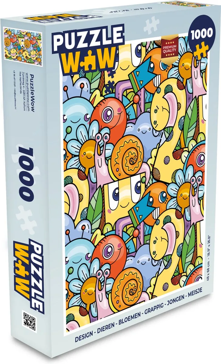 PuzzleWow Dieren Bloemen Grappig Legpuzzel 1000 Stukken