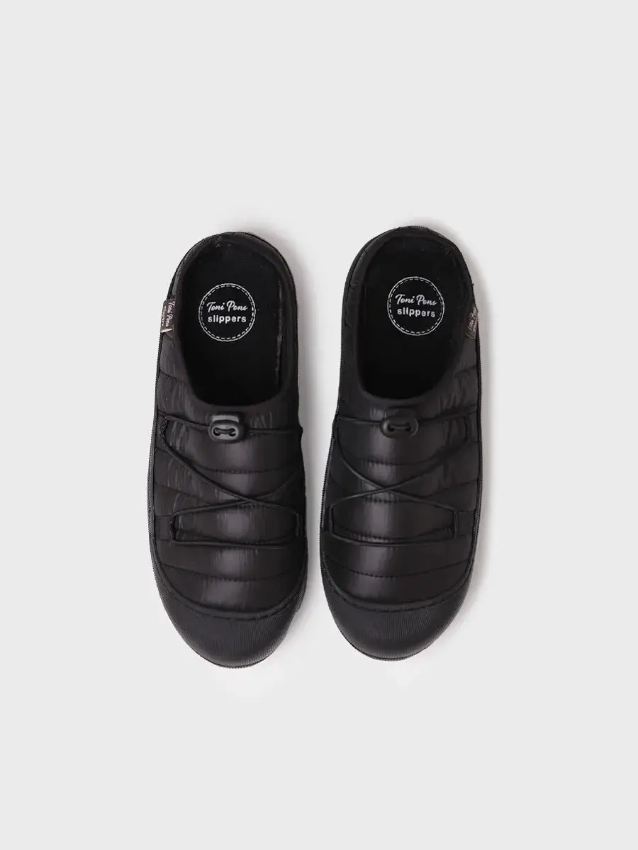 Klompachtige herenschoen van rubber en textiel