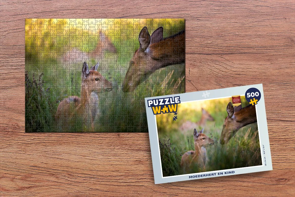 PuzzleWow Herten in het Gras Bos Legpuzzel 500 Stuks - Multicolor