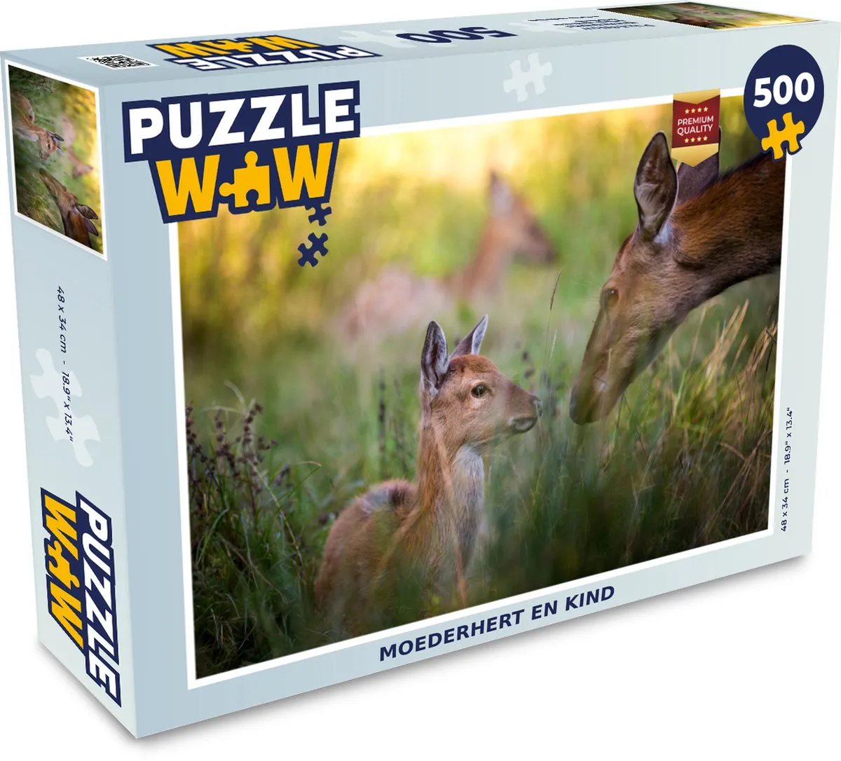 PuzzleWow Herten in het Gras Bos Legpuzzel 500 Stuks - Multicolor