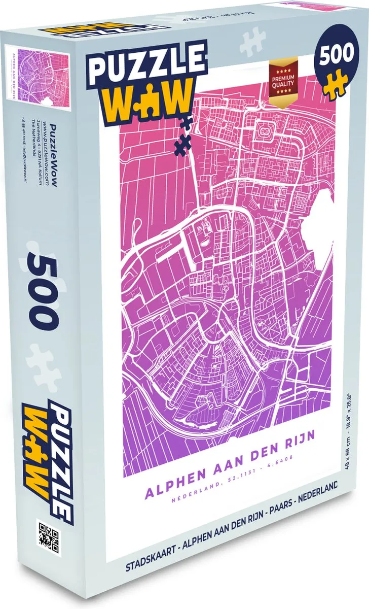 PuzzleWow Stadskaart Alphen aan den Rijn Legpuzzel 500 Stuks