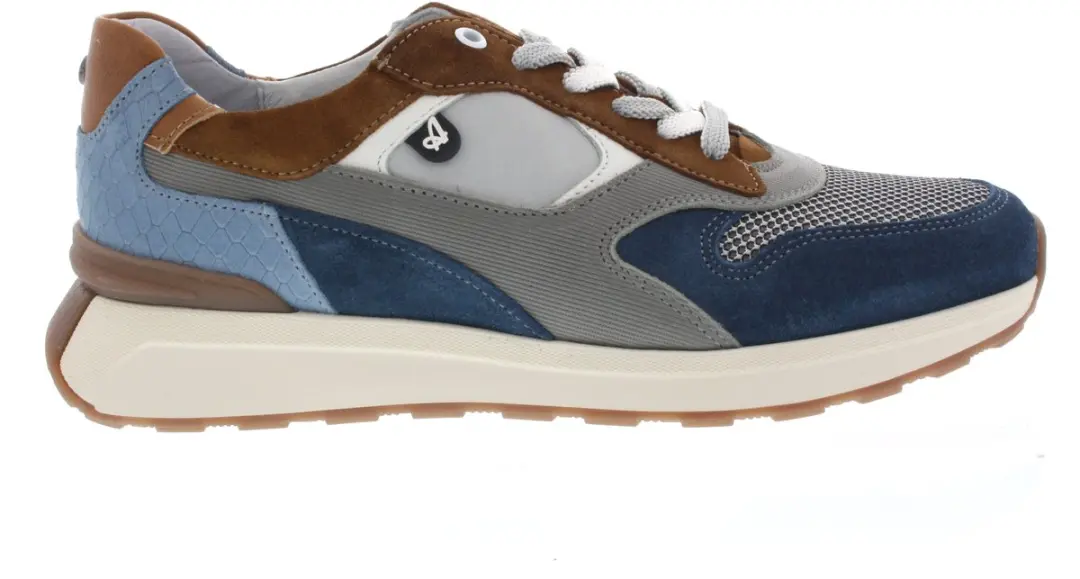 Heren Sneakers Australian Kyoto Grey Blue Leather Grijs