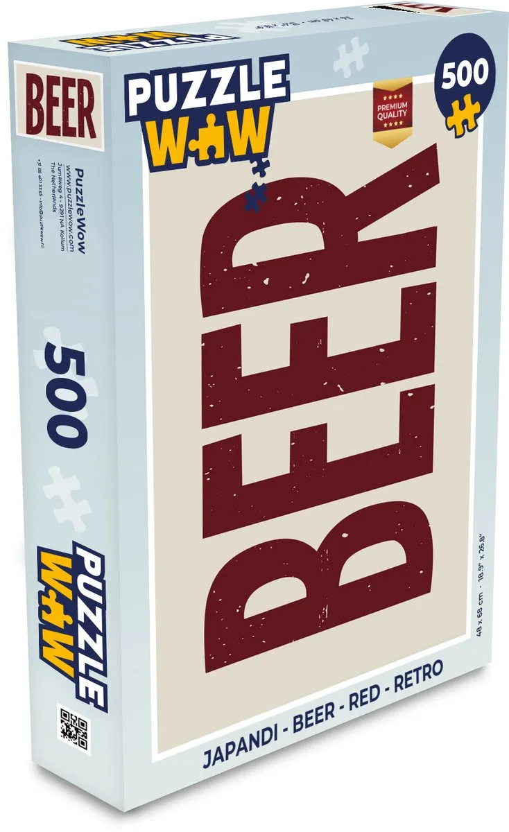 PuzzleWow Japandi Beer Legpuzzel 500 Stuks - Rood/Beige