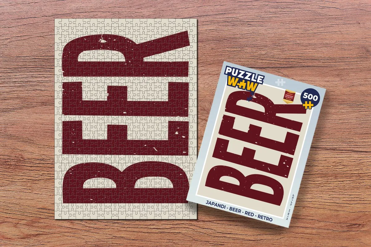PuzzleWow Japandi Beer Legpuzzel 500 Stuks - Rood/Beige