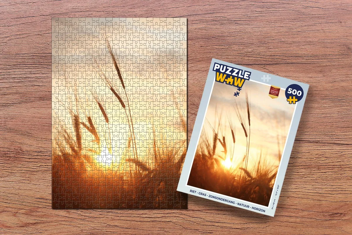 PuzzleWow Legpuzzel 500 Stuks - Riet/Gras/Zonsondergang - Multicolor