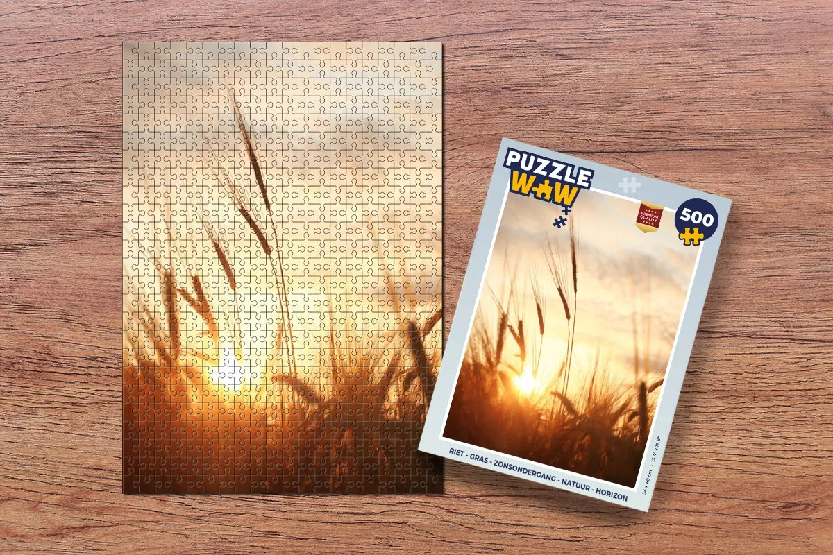 PuzzleWow Legpuzzel 500 Stuks - Riet/Gras/Zonsondergang - Multicolor