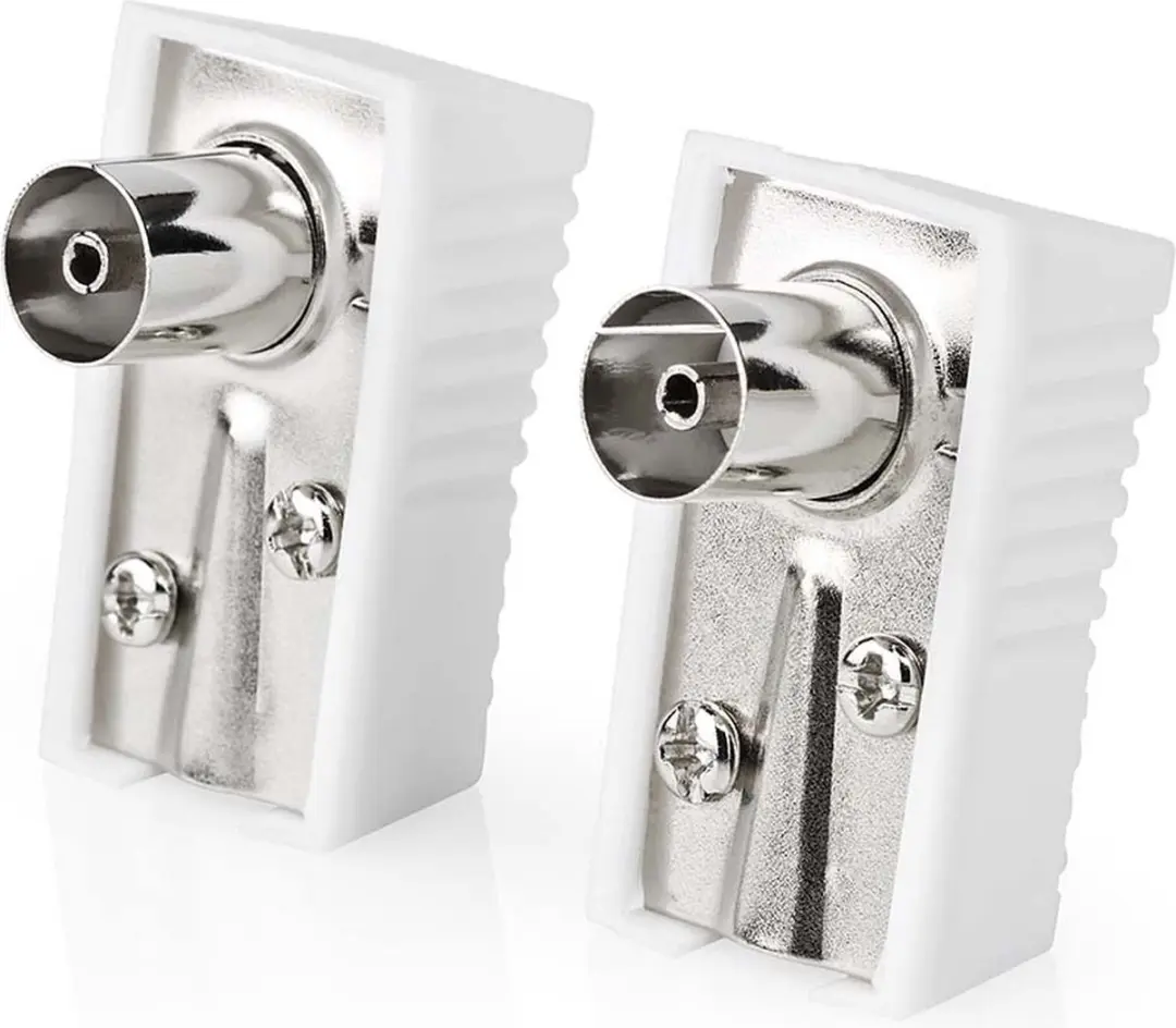 Nedis IEC Coax Connector Gehoekt Female 75 Ohm - 2 Stuks - Wit