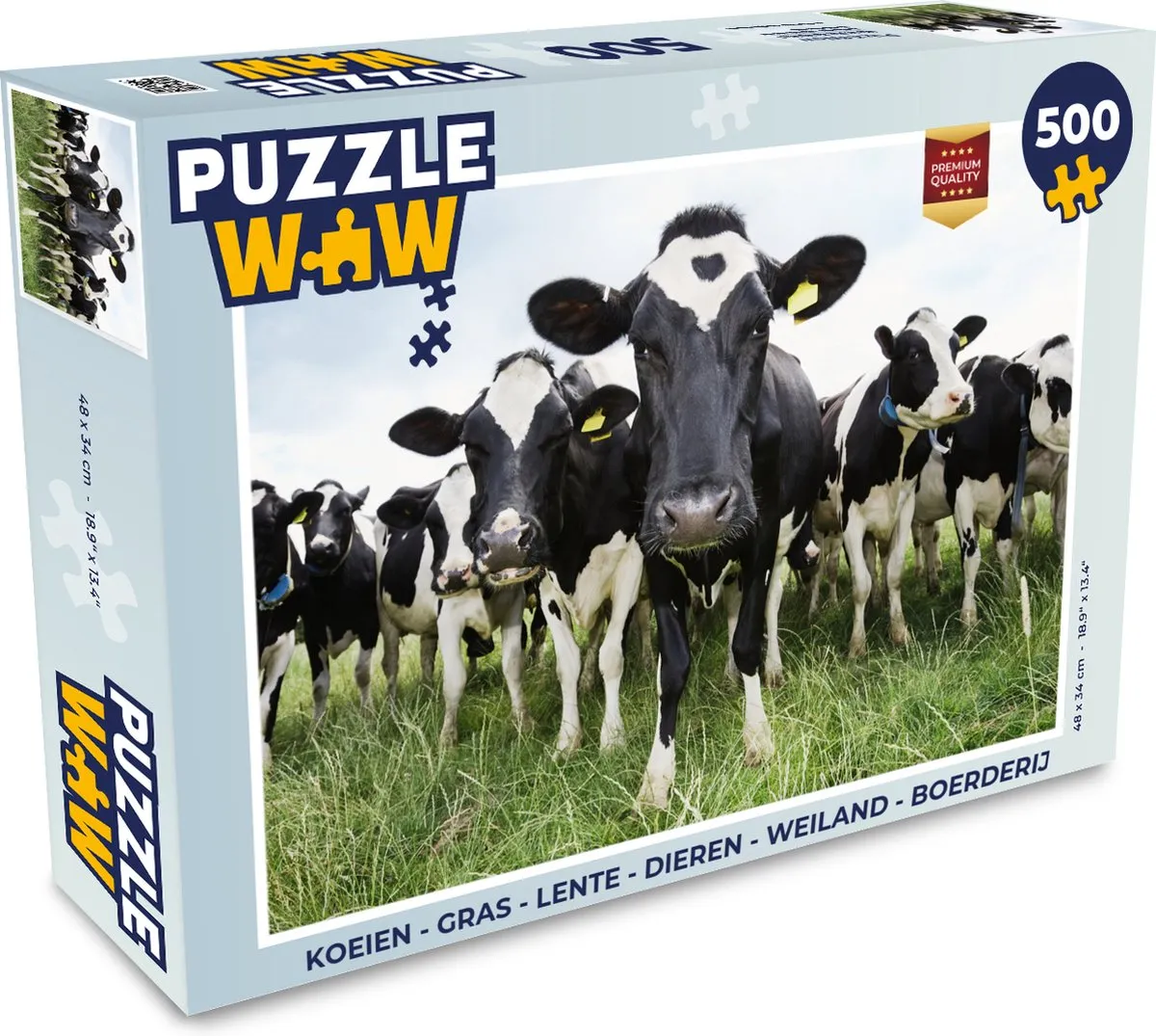 PuzzleWow Koeien Gras Lente Legpuzzel 500 Stuks - Multicolor