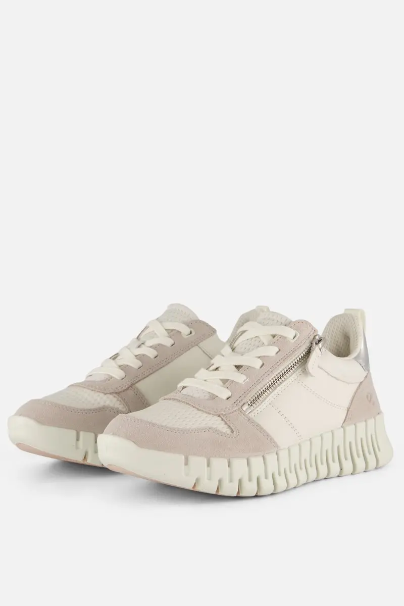 Ecco Gruuv Side Zip Sneakers beige Leer