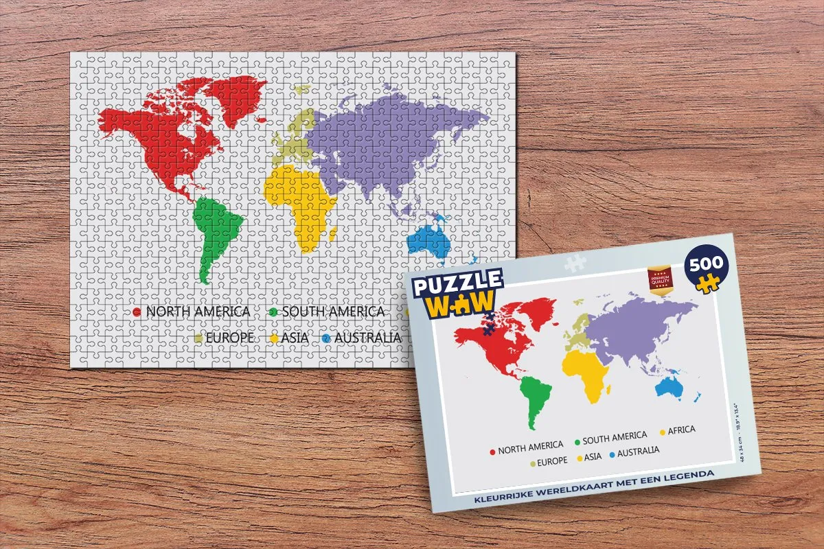 PuzzleWow Wereldkaart Legpuzzel 500 Stuks