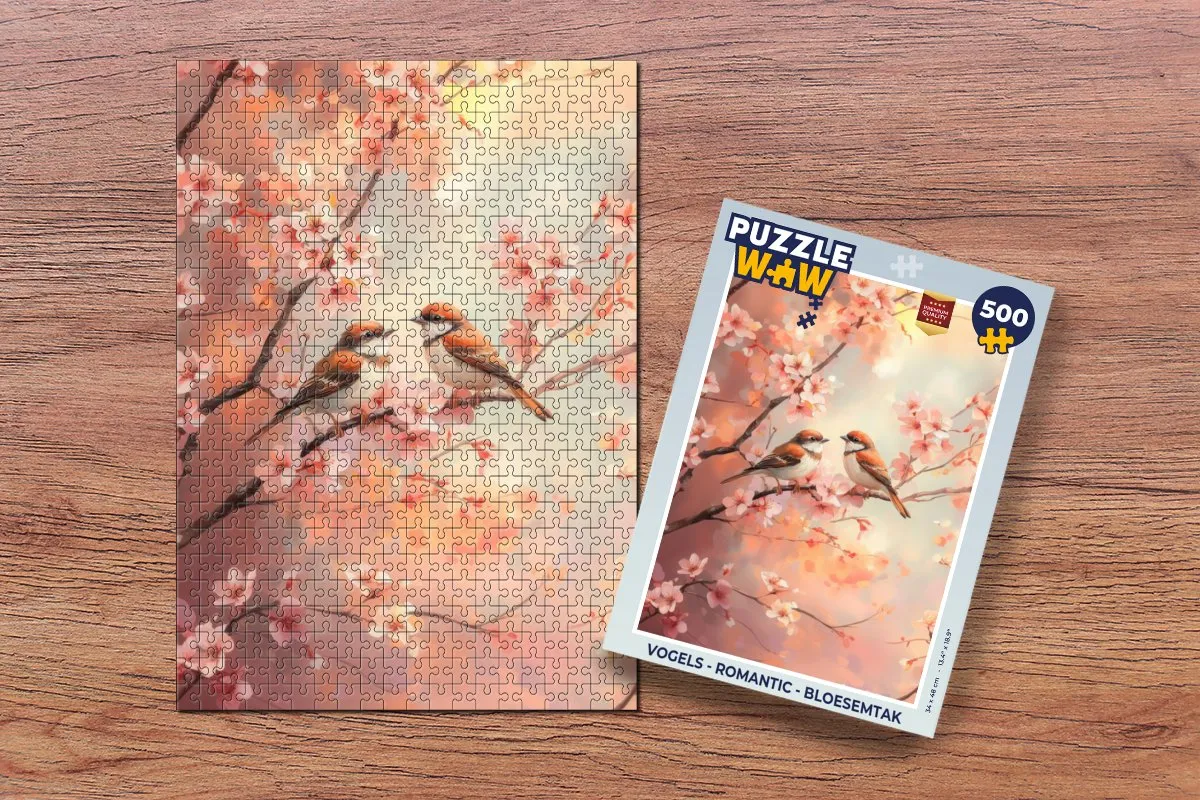 PuzzleWow Vogels Romantic Bloesemtak Legpuzzel 500 Stuks