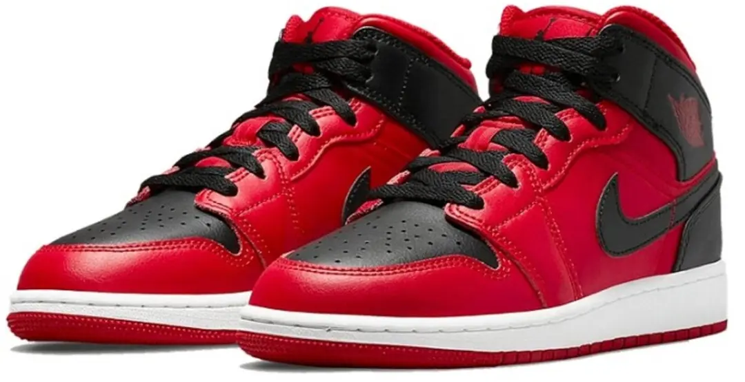 Nike Air Jordan 1 Mid GS Reverse Bred - Sneakers 36.5 - Zwart/Rood - afbeelding 2 van 6