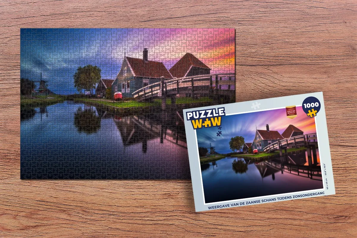 PuzzleWow Zaanse Schans Zonsondergang Legpuzzel 1000 Stuks - Multicolor