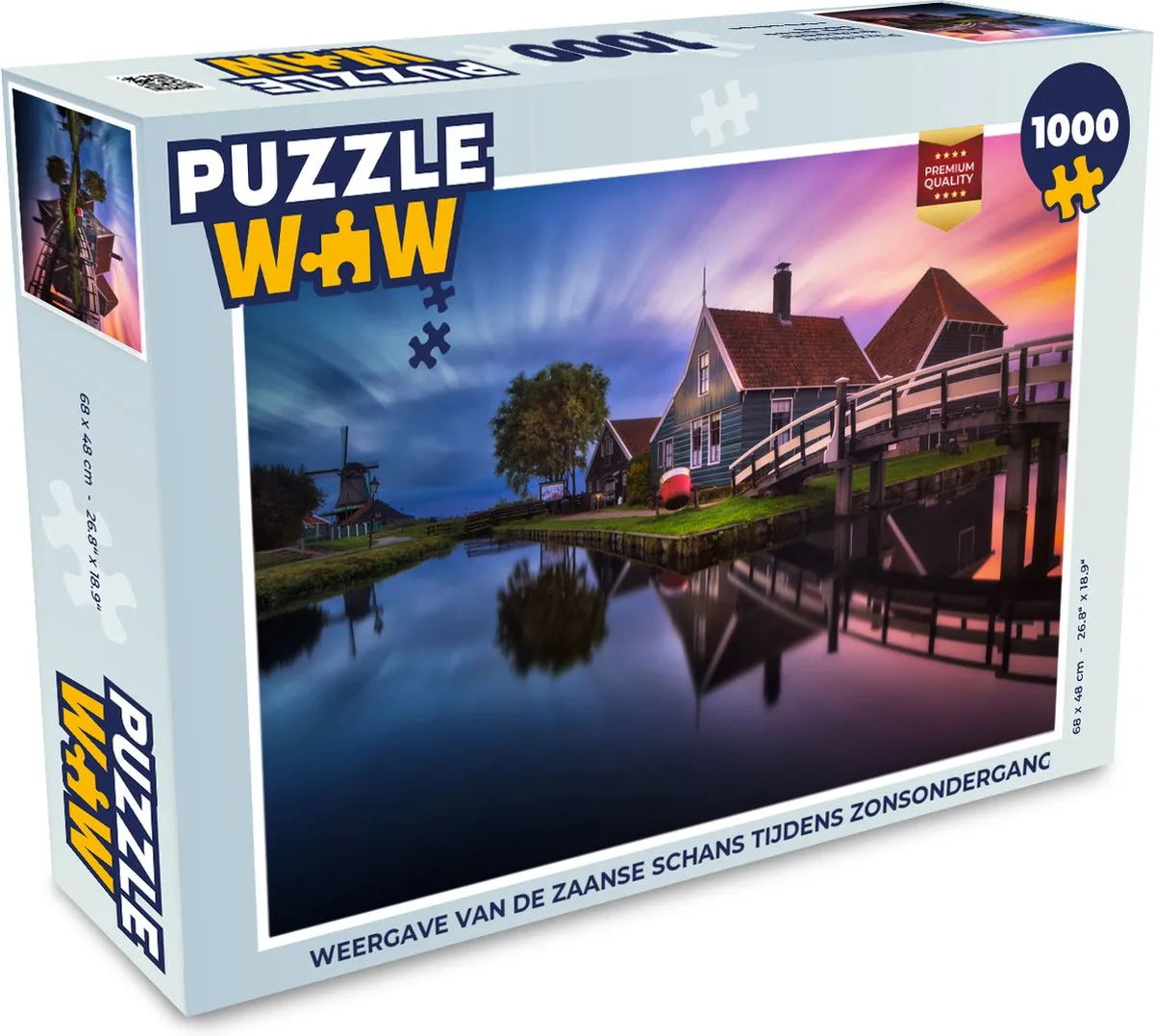 PuzzleWow Zaanse Schans Zonsondergang Legpuzzel 1000 Stuks