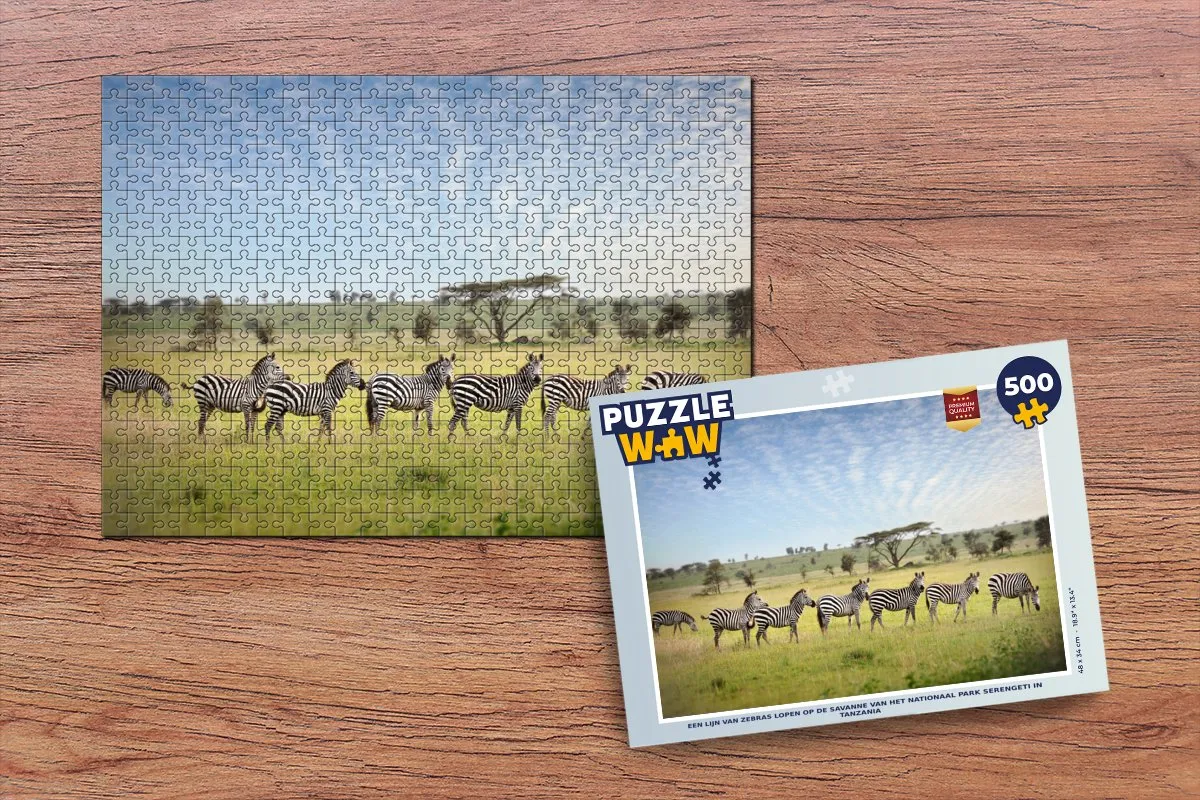 PuzzleWow Serengeti Zebras Legpuzzel 500 Stuks - Multicolor