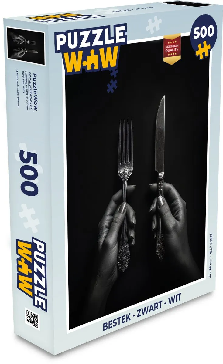 PuzzleWow Bestek Legpuzzel 500 Stuks - Zwart/Wit
