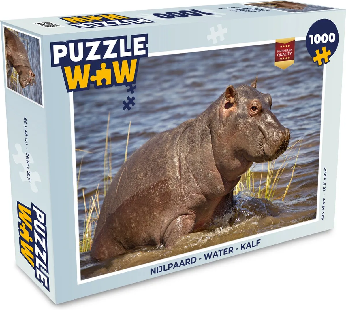PuzzleWow Nijlpaard Water Kalf Legpuzzel 1000 Stuks