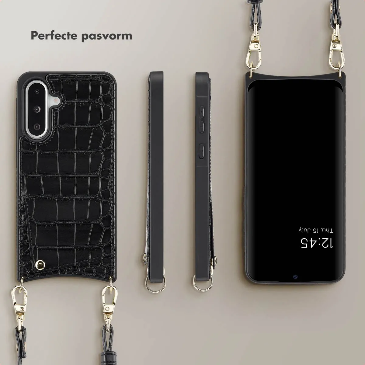 Selencia Croco Backcover Hoesje Samsung Galaxy A36/A56 - Zwart