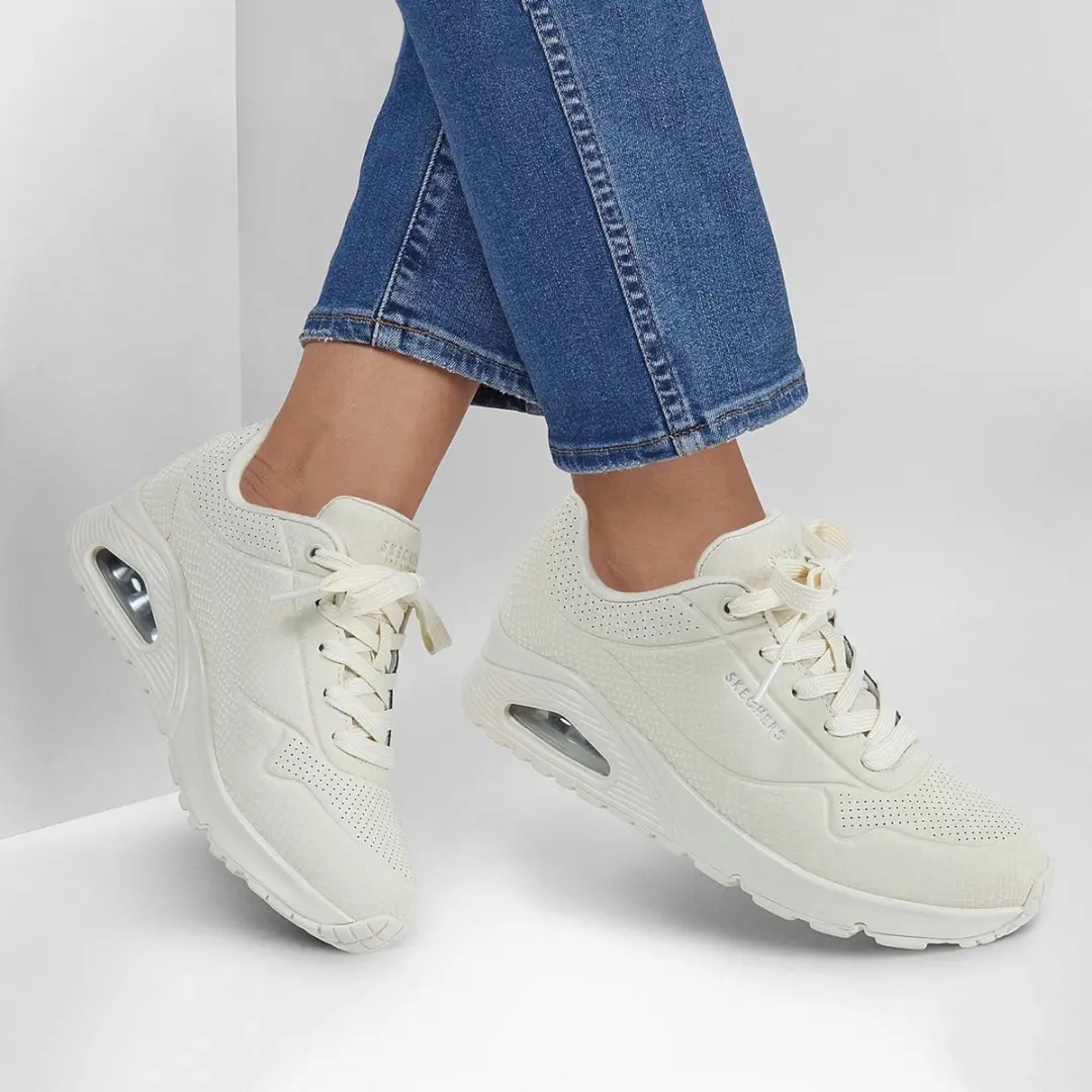 Skechers Uno Shiny Scale Sneakers - Dames 40 - Off White - afbeelding 5 van 6