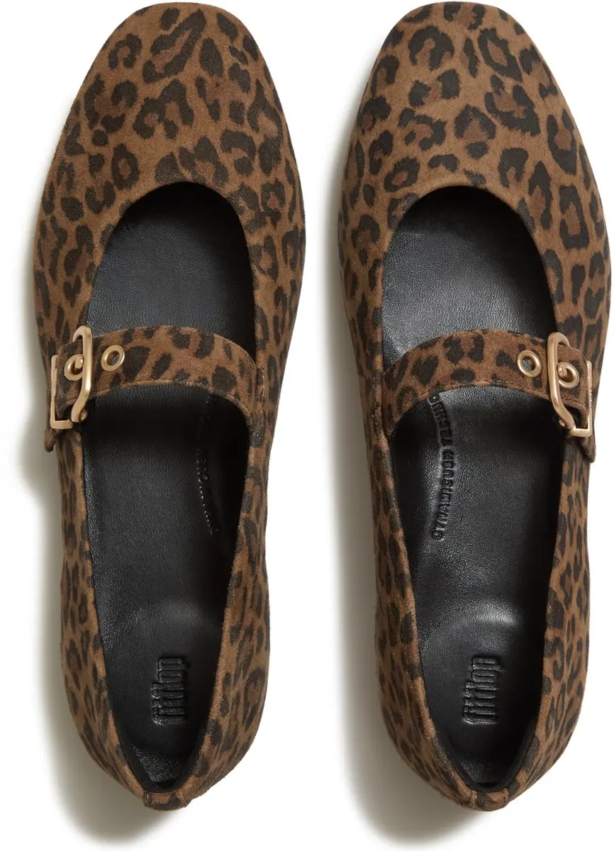 FitFlop Delicato Suede Leopard Mary Janes