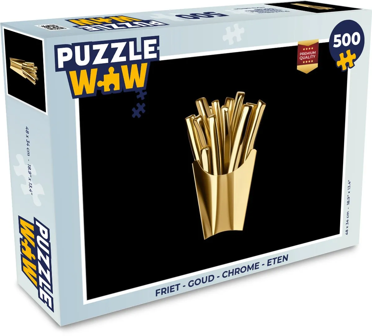PuzzleWow Friet Puzzel 500 Stuks - Goud/Chrome