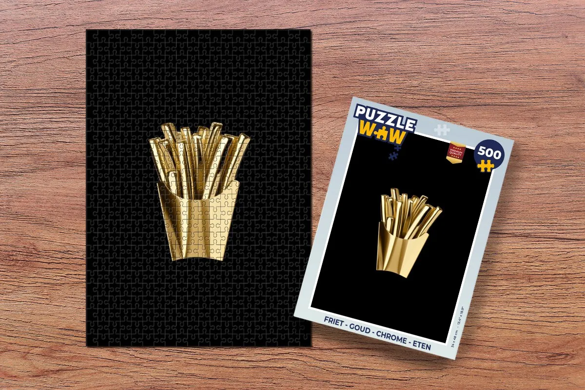 PuzzleWow Friet Puzzel 500 Stuks - Goud/Chrome