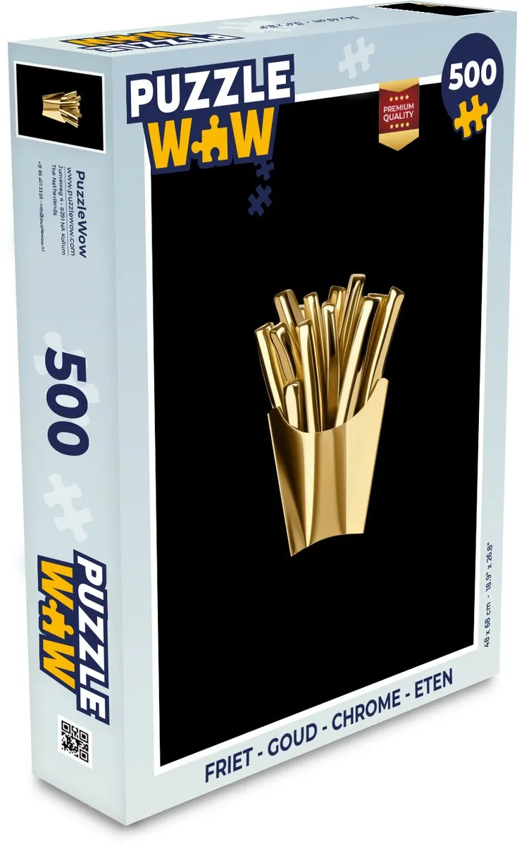 PuzzleWow Friet Puzzel 500 Stuks - Goud/Chrome