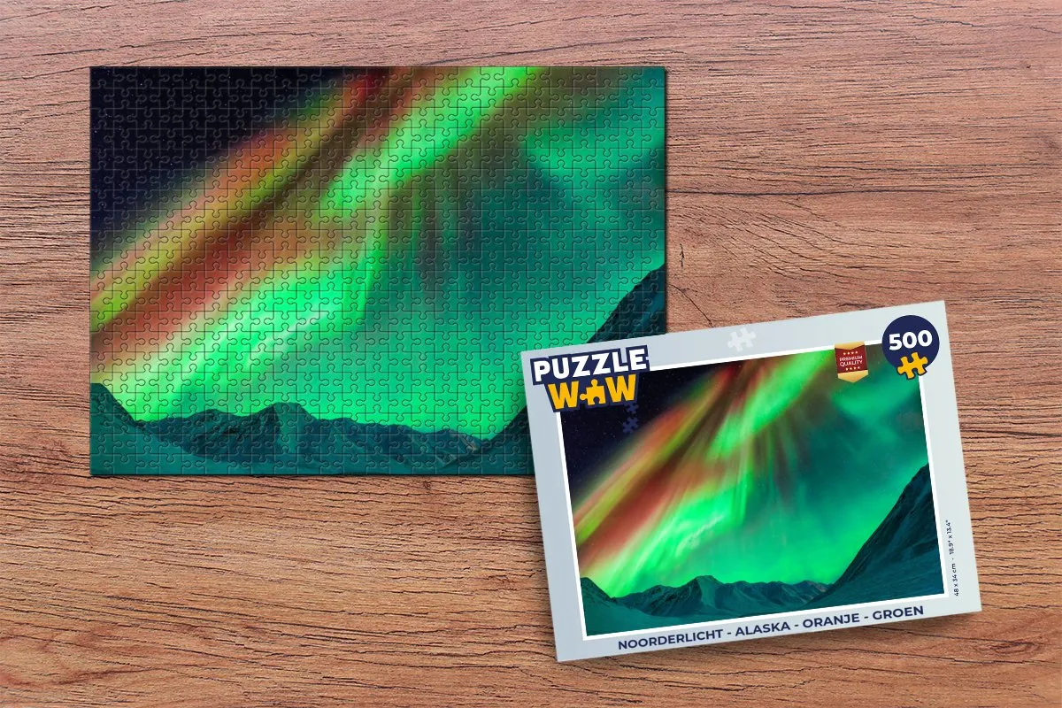 PuzzleWow Noorderlicht Alaska Legpuzzel 500 Stuks - Multicolor