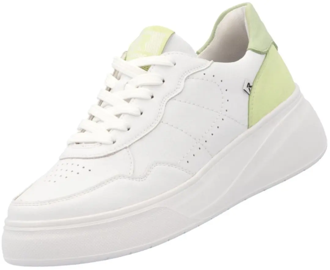 Rieker dames plateausneaker wit/lichtgroen