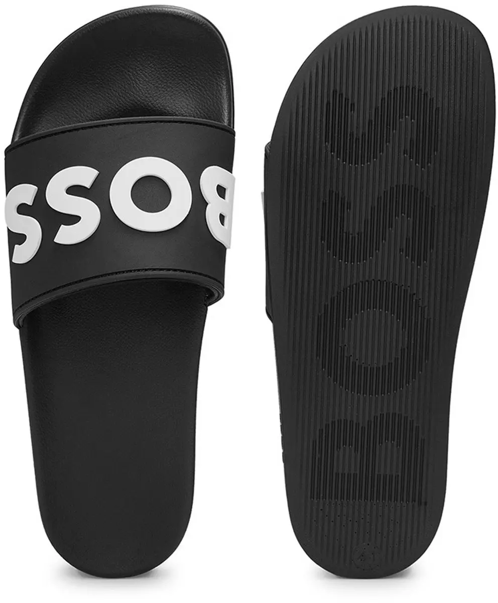 Hugo Boss heren slippers big logo zwart