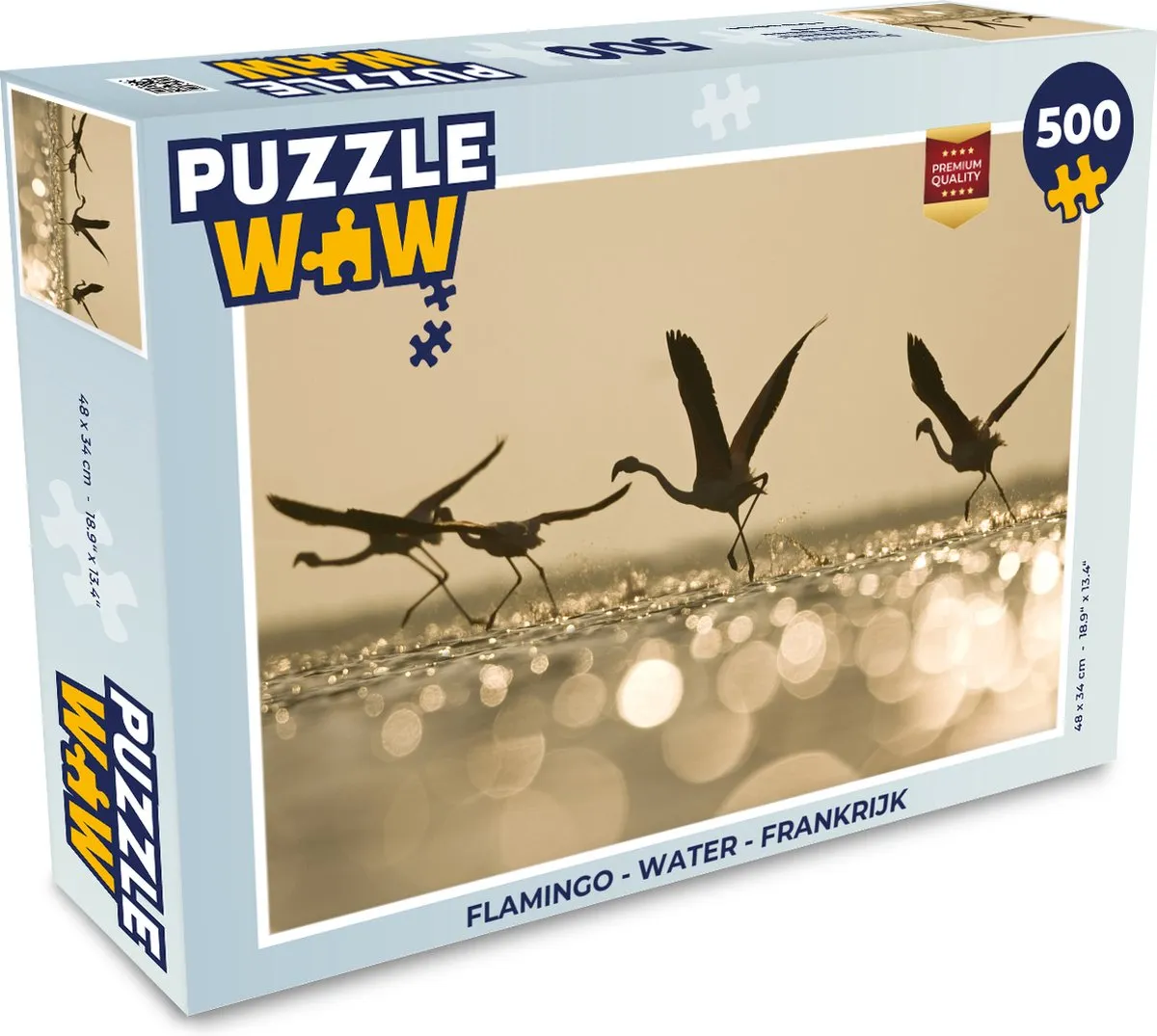 PuzzleWow Flamingo Water Frankrijk Legpuzzel 500 Stuks - Multicolor