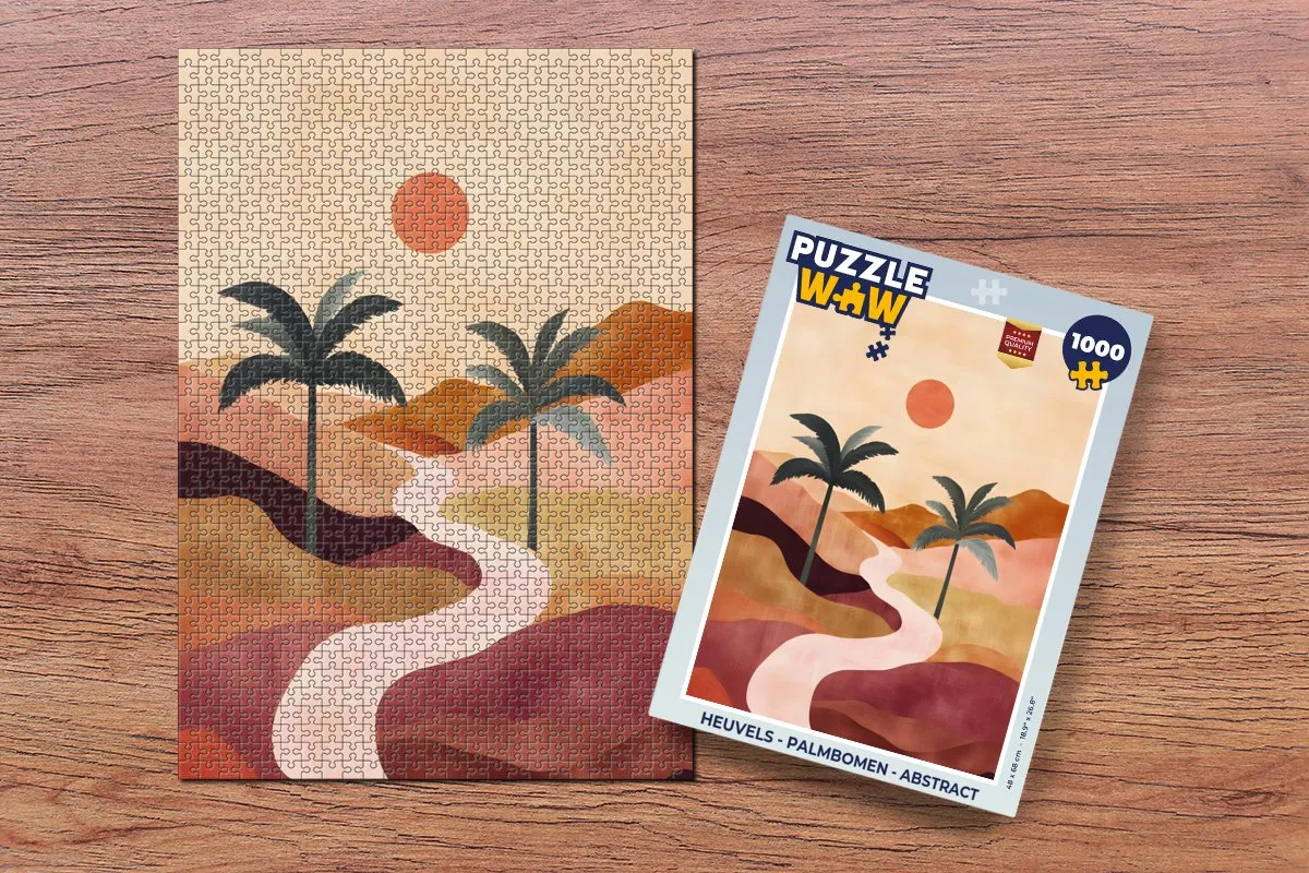 PuzzleWow Legpuzzel 1000 Stuks - Palmbomen & Heuvels