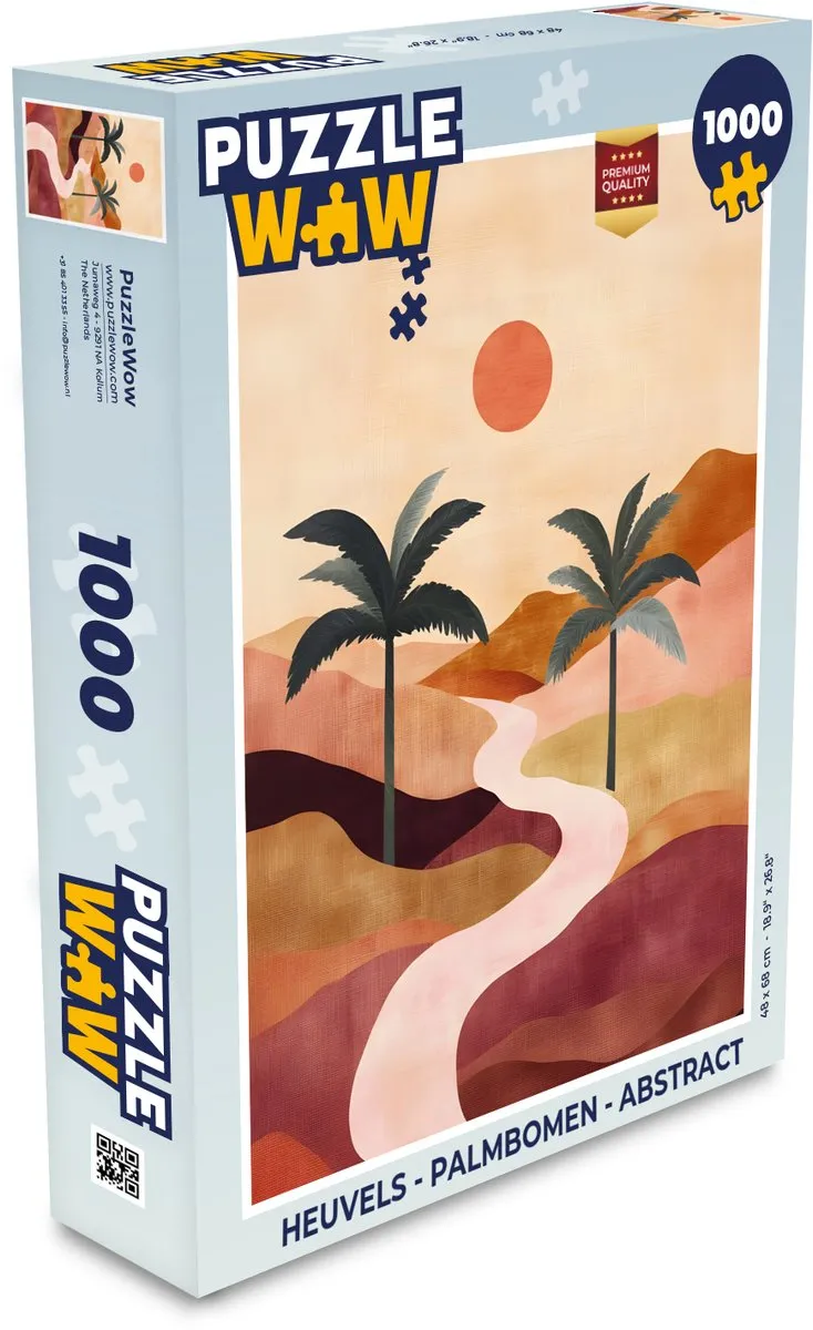 PuzzleWow Legpuzzel 1000 Stuks - Palmbomen & Heuvels