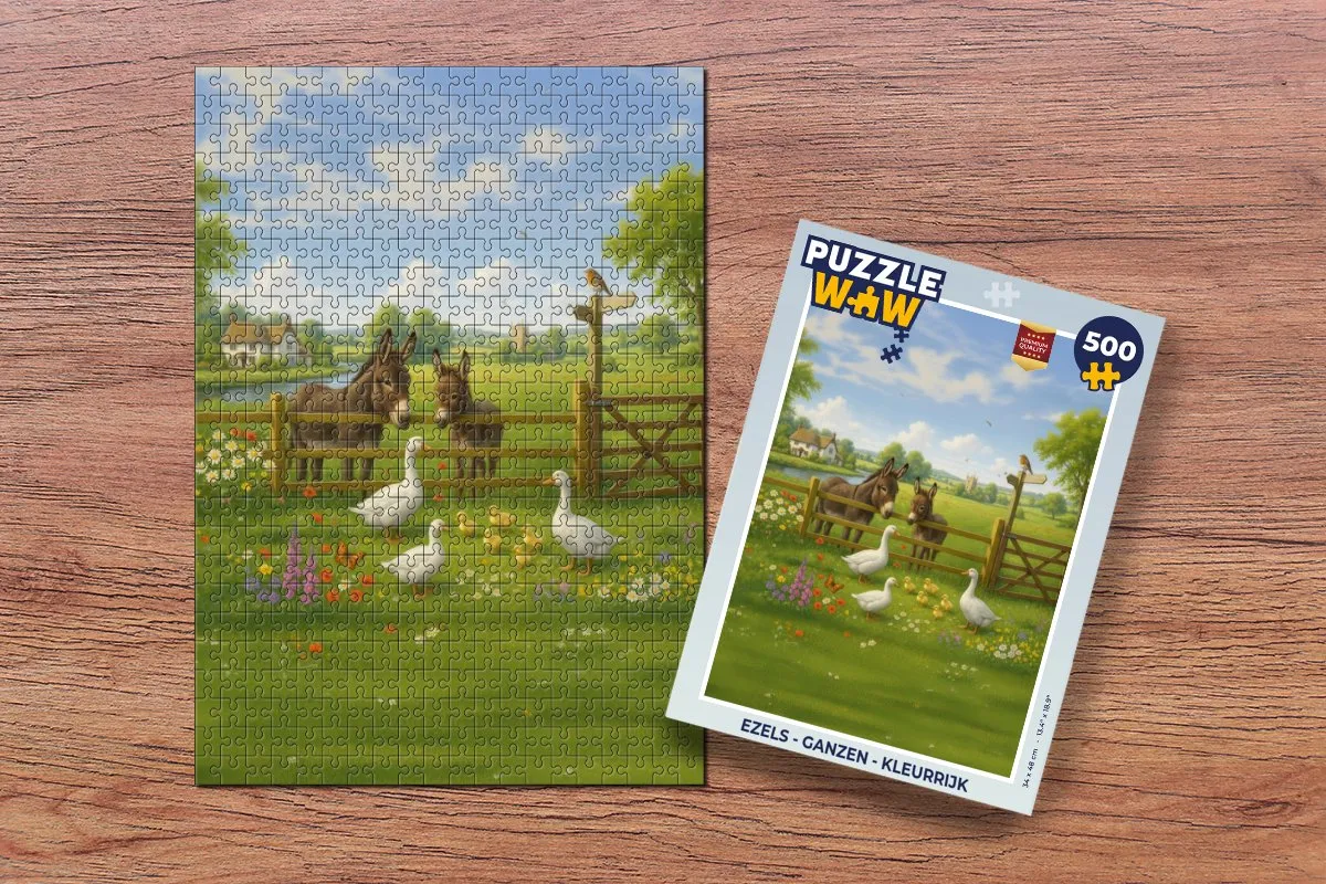 PuzzleWow Ezels Ganzen Legpuzzel 500 Stuks - Kleurrijk