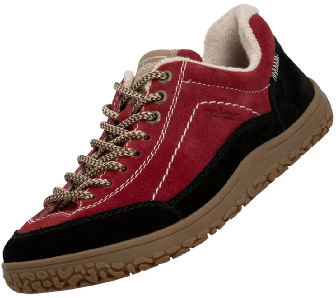 Rieker leren veterschoen voor dames, rood