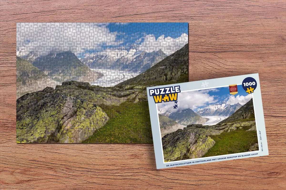 PuzzleWow Legpuzzel De Aletschgletsjer Zwitserland 1000 Stuks