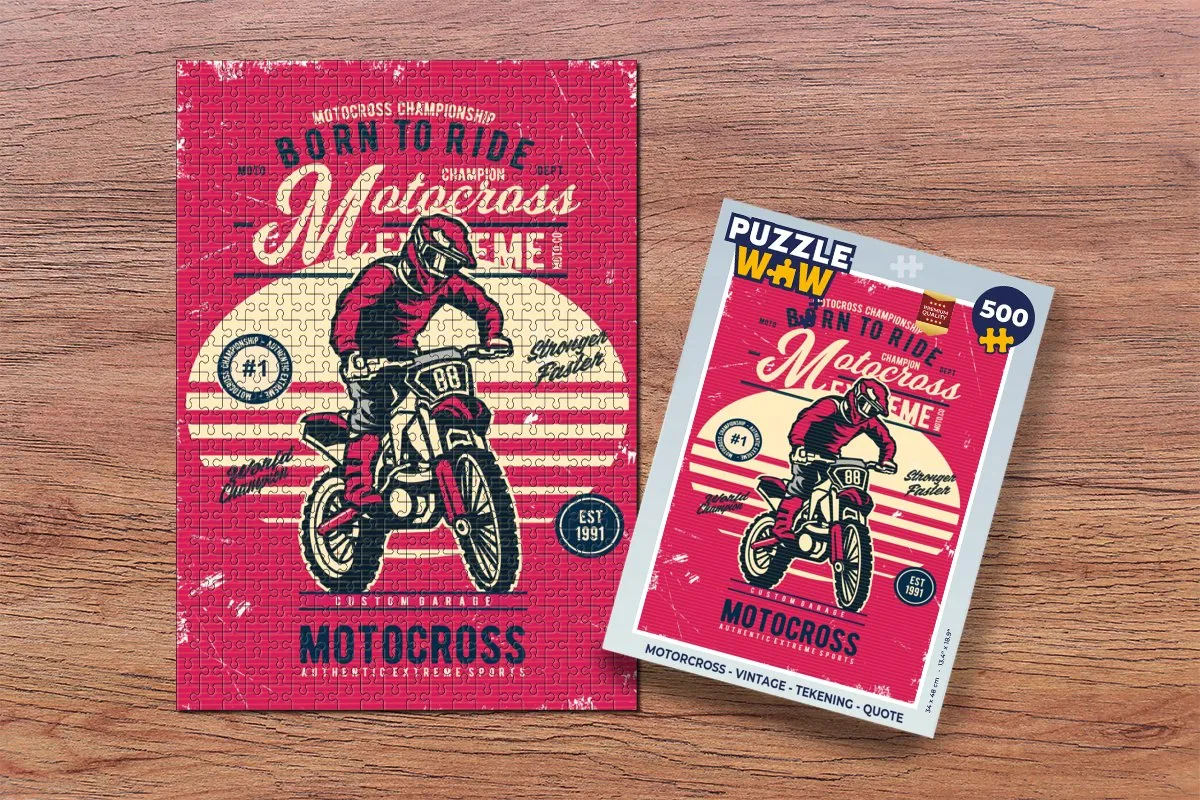 PuzzleWow Motorcross Vintage Legpuzzel 500 Stuks - Multicolor