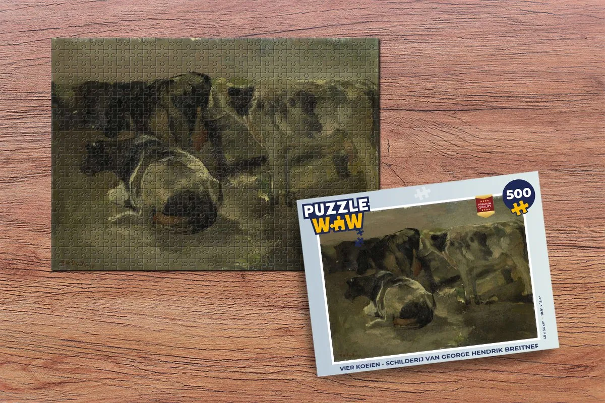 PuzzleWow George Hendrik Breitner Vier Koeien Legpuzzel 500 Stuks - Multicolor