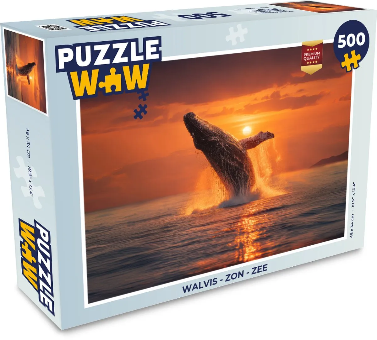 PuzzleWow Walvis Zon Zee Puzzel - 1000 Stuks