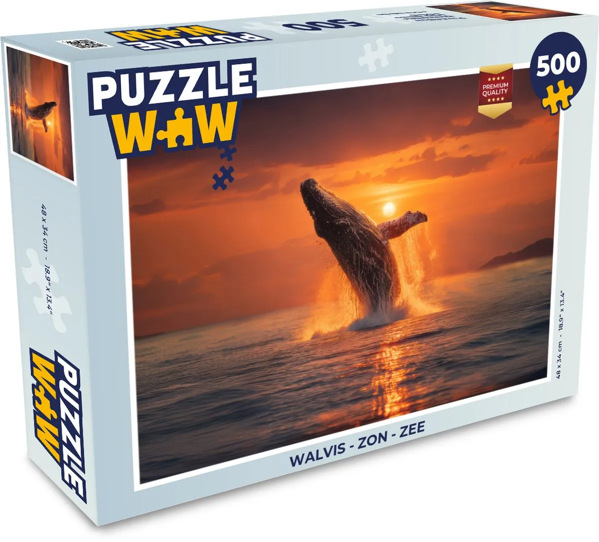 PuzzleWow Walvis Zon Zee Puzzel - 1000 Stuks