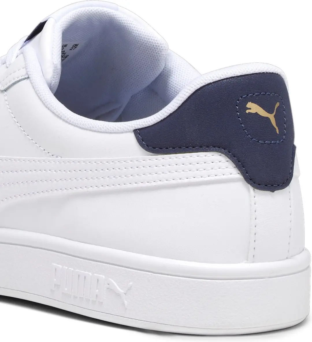 PUMA Smash 3.0 L Unisex Sneakers - 45 - Wit/Navy/Goud - afbeelding 5 van 6